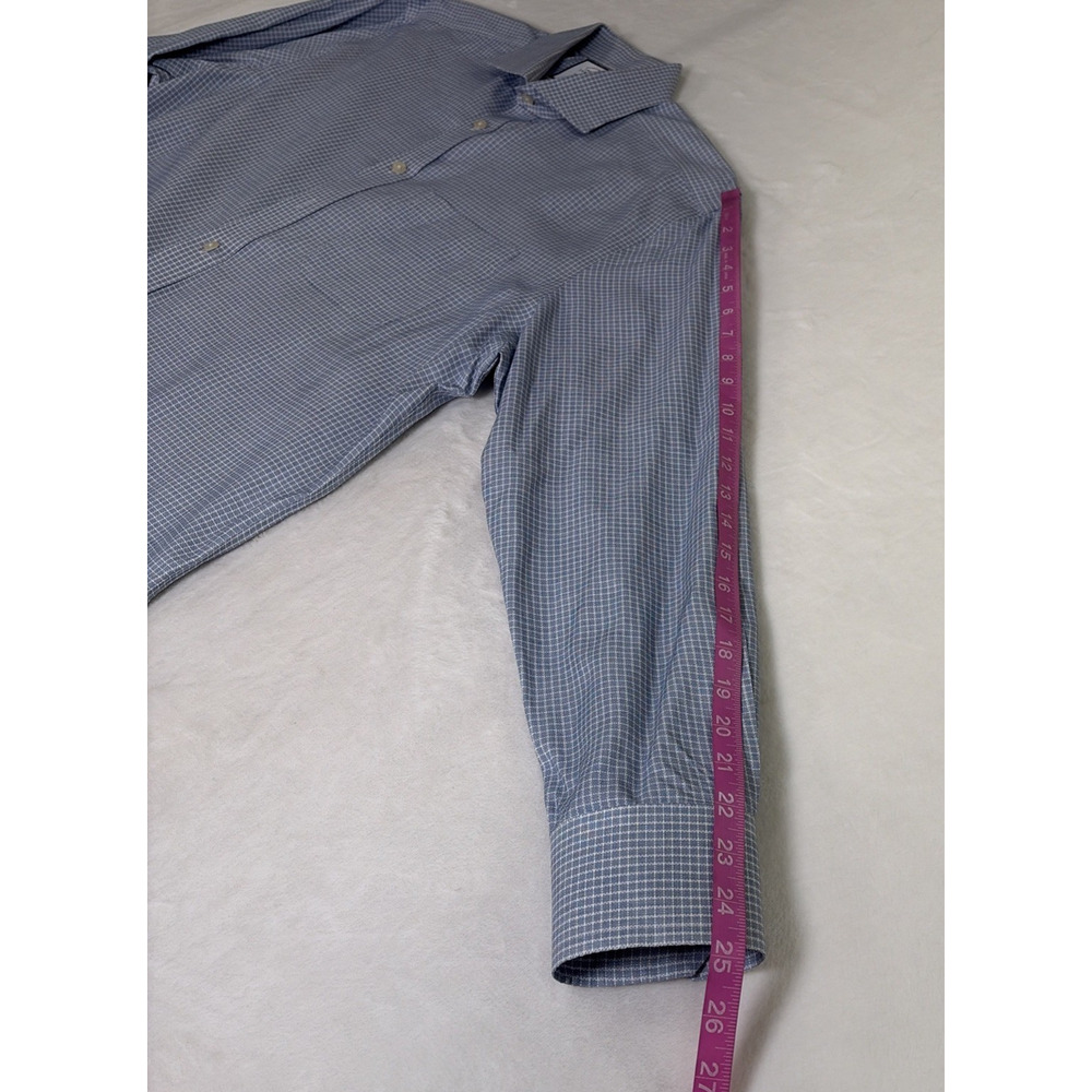 Charles Tyrwhitt Mens Dress Shirt 17.5-35 L Slim Fit Non-Iron Blue White Chrty - Picture 9 of 13